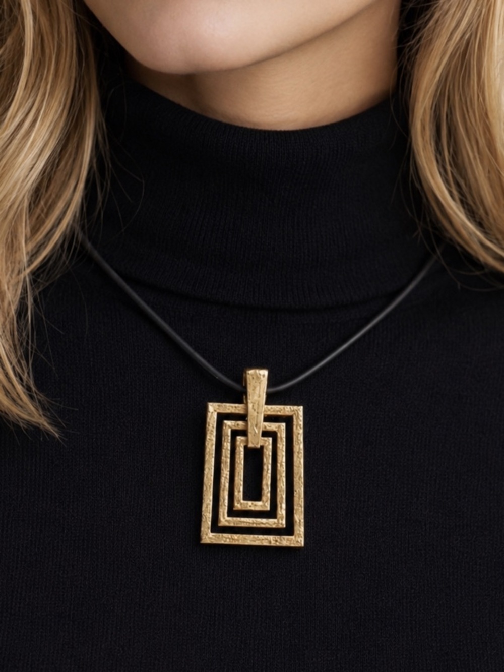 🇨🇦 VINTAGE CANADA BRASS MODERNIST GEOMETRIC PENDANT